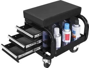 BIG RED Rolling Creeper Garage/Shop Seat with Three Built-in Drawers, Rolling Tool Chest,Black,APD2016AR