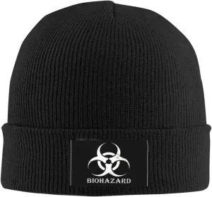 Biohazard Warning Unisex Four Seasons Knitted Hat Winter Warm Hats Hats for Men Women One Size Black