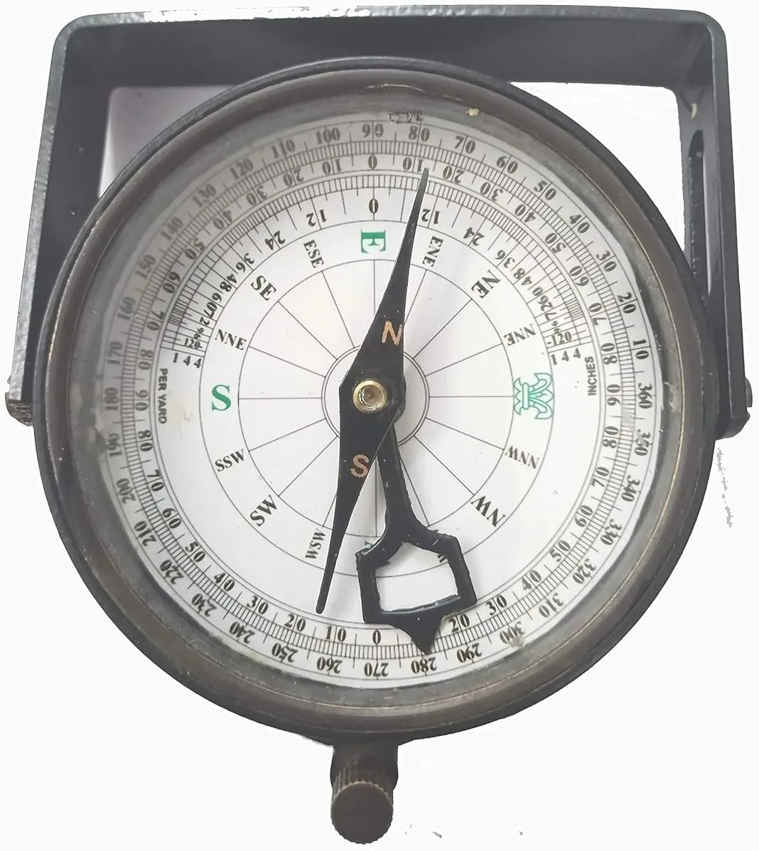 Black Clinometer Compass Aluminum Body Portable navigational Tool in Carrying case for Camping & Hiking, As Shown In Image