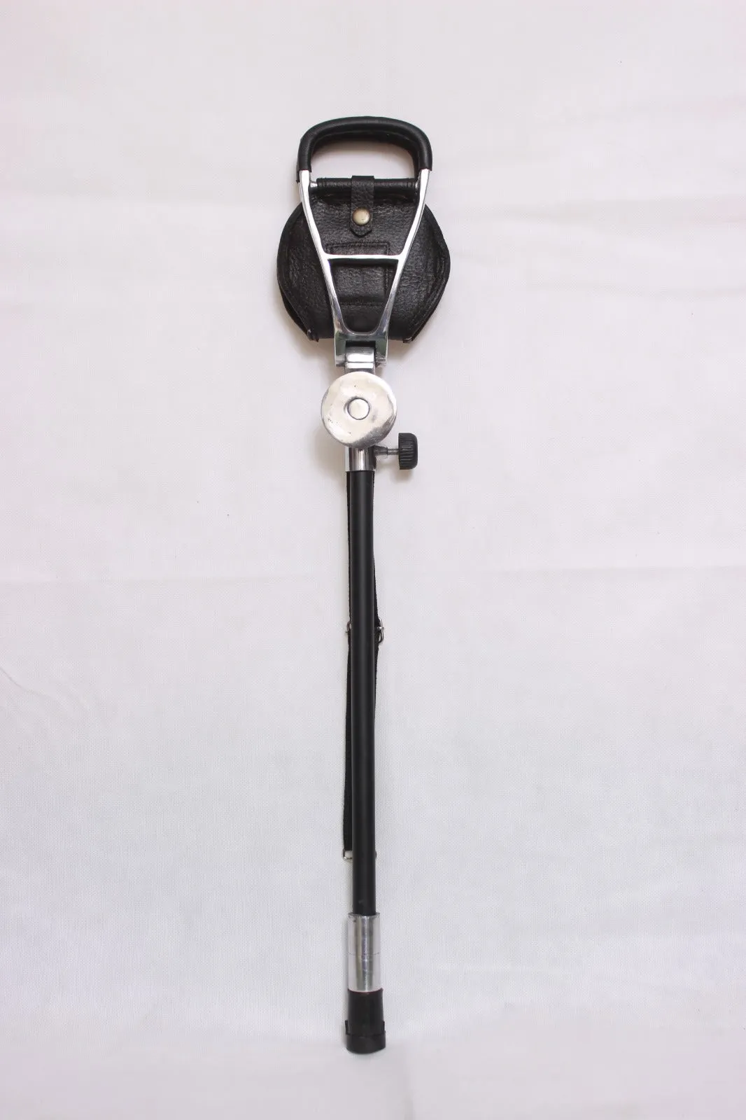Black Leather Shooting Stool with Rubber Ferrule