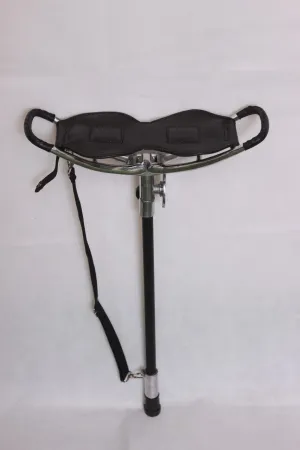 Black Leather Shooting Stool with Rubber Ferrule