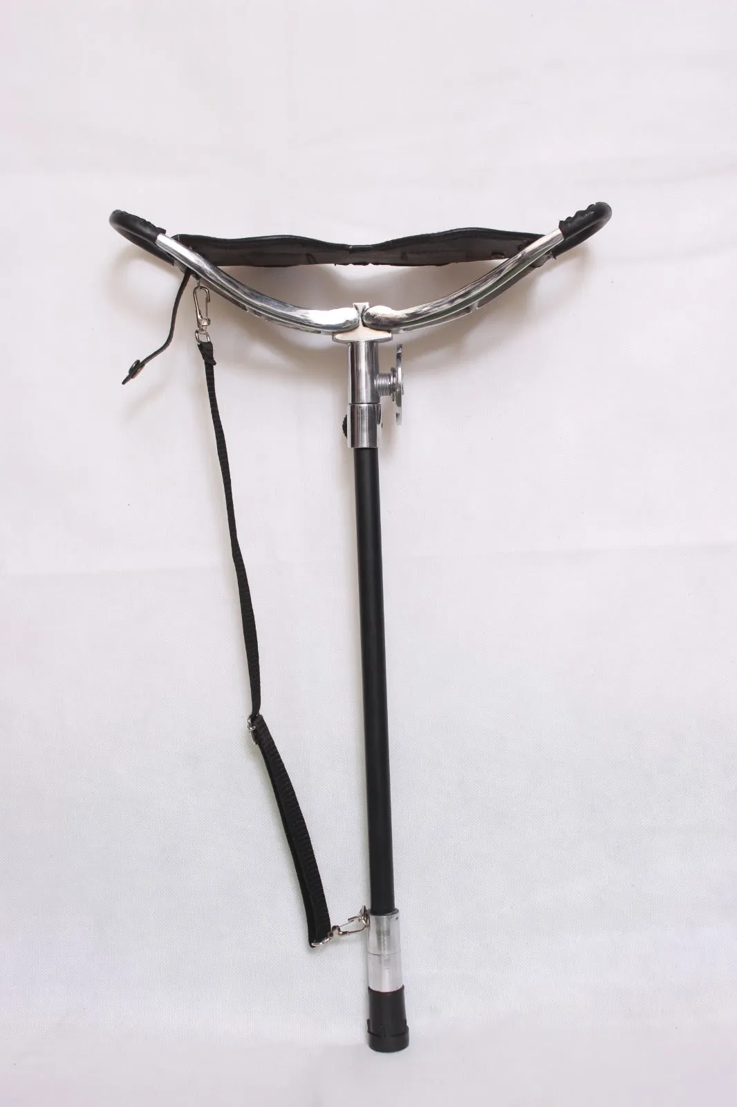 Black Leather Shooting Stool with Rubber Ferrule