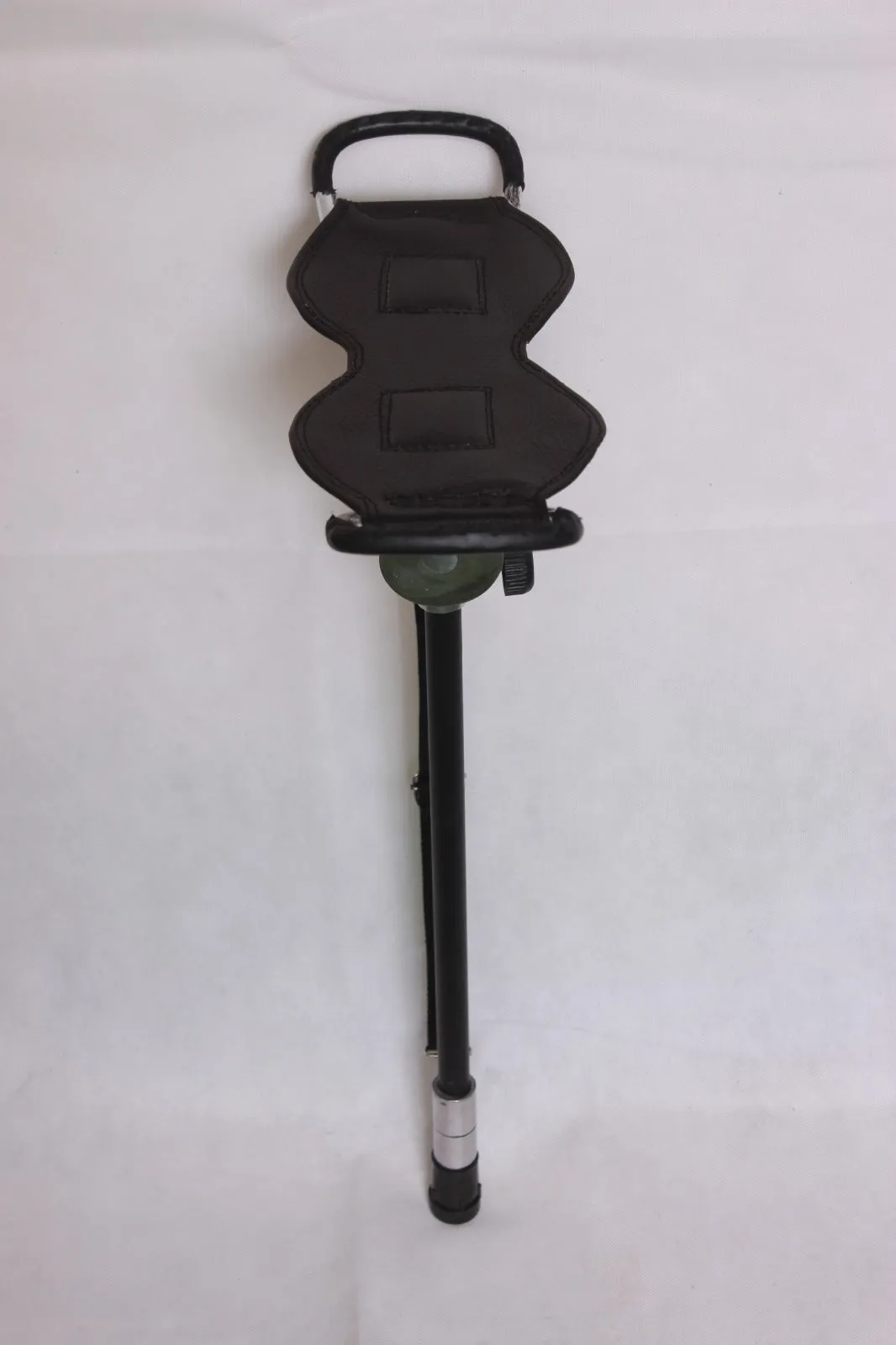 Black Leather Shooting Stool with Rubber Ferrule
