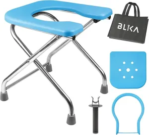 BLIKA U Shaped XL Portable Toilet for Camping, 400LBS Portable Folding Toilet for Adult, XL Stainless Steel Portable Toilet, Truck Toilet Portable
