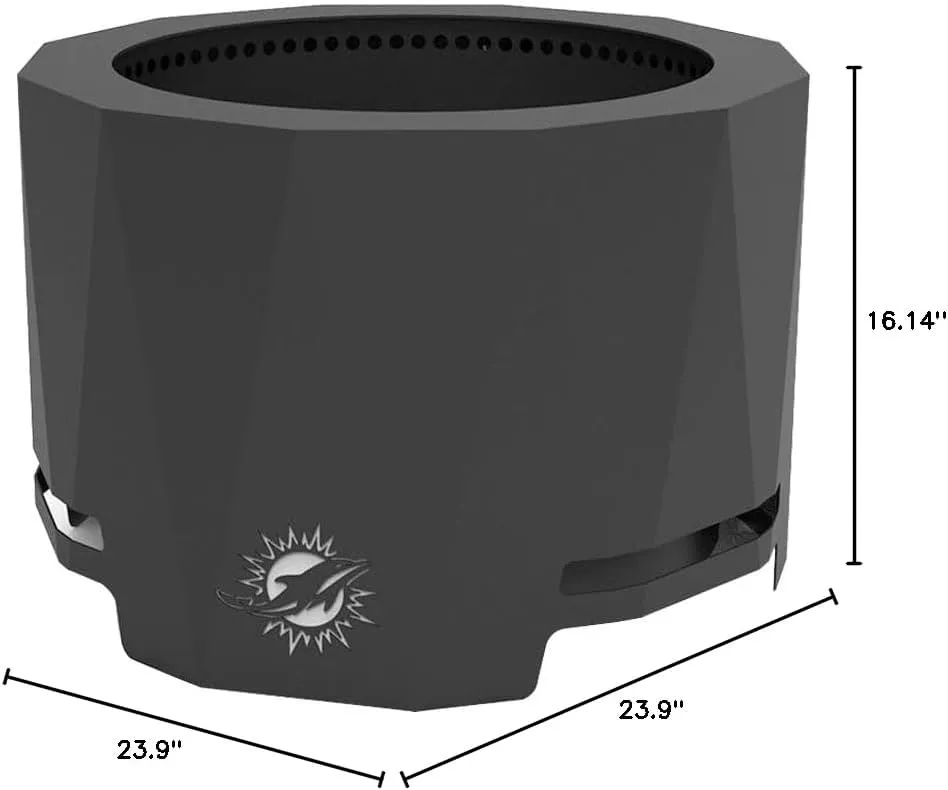Blue Sky Outdoor Living NFL Miami Dolphins 24” Steel Peak Patio Smokeless Fire Pit, Firewood and/or Wood Pellet Burning