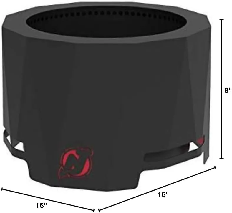 Blue Sky Outdoor Living NHL New Jersey Devils 24” Steel Peak Patio Smokeless Fire Pit, Firewood and/or Wood Pellet Burning
