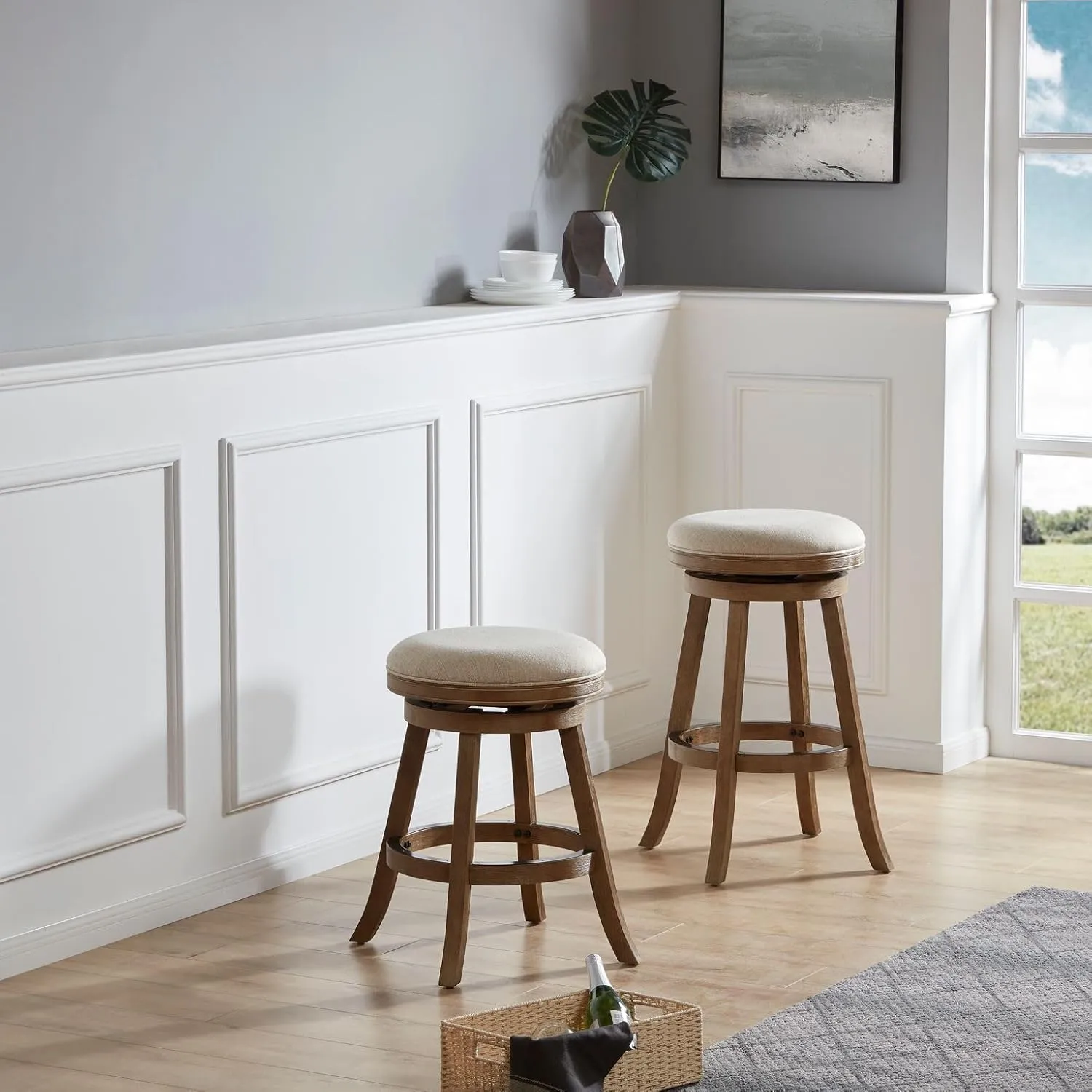 Boraam Fenton Stool, Counter Height, Driftwood Wire-Brush