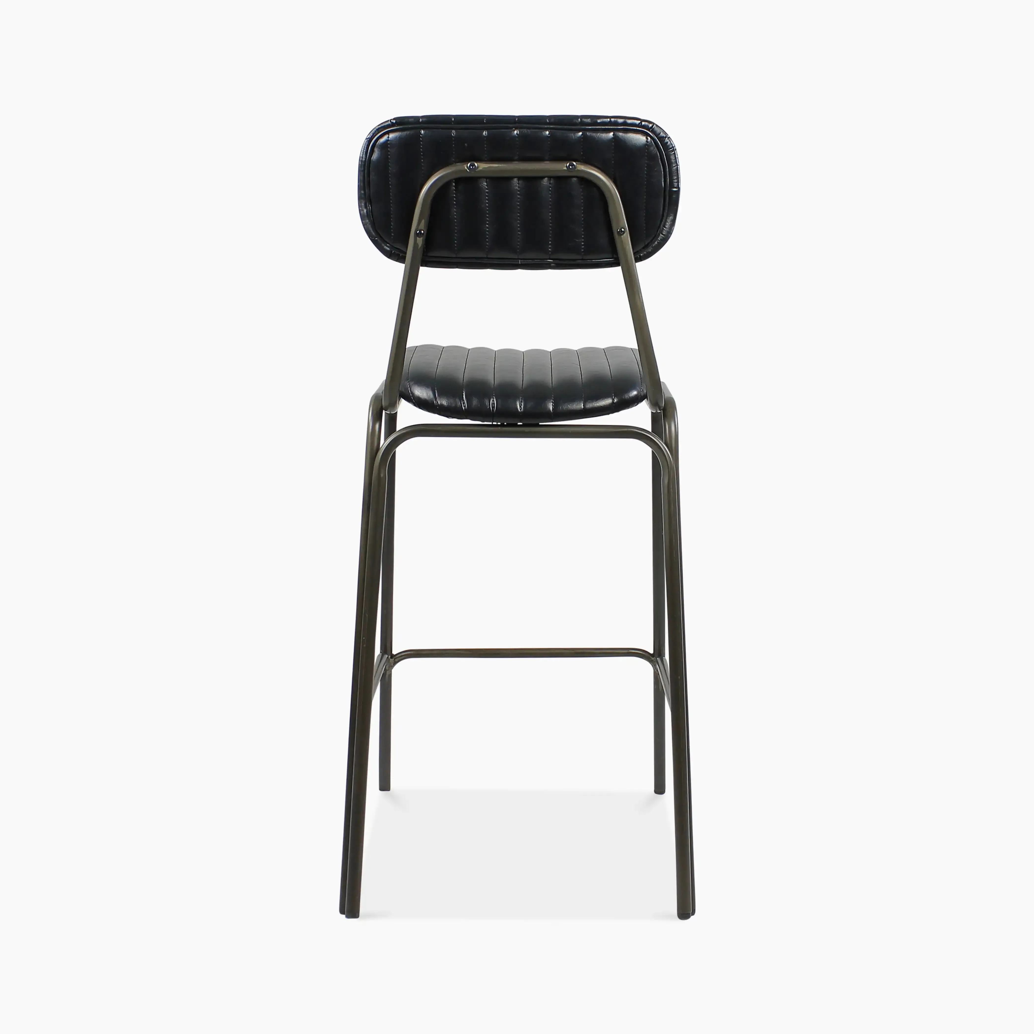 Boston Bar Stool with Backrest | Black Faux Leather & Black