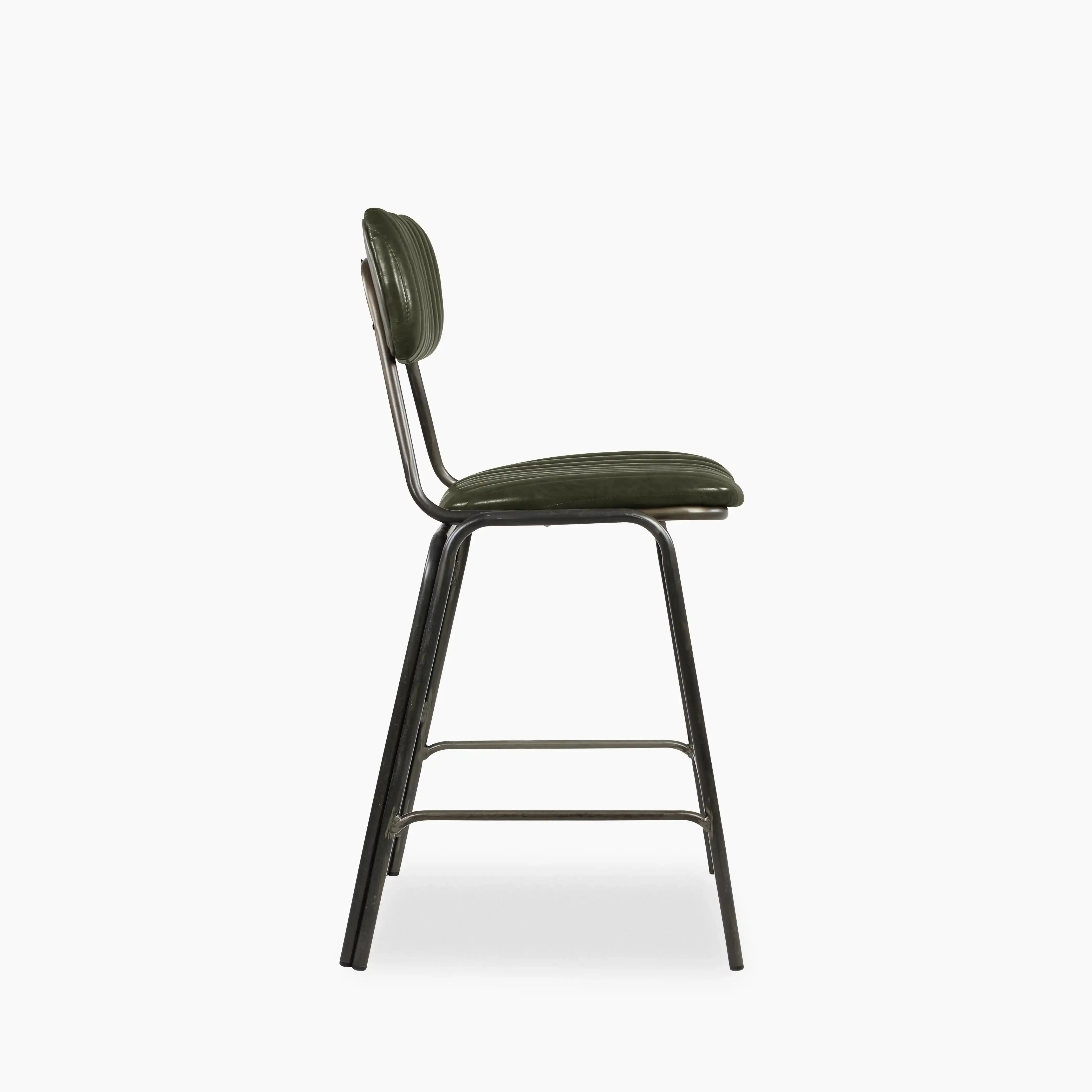 Boston Kitchen Stool | Dark Green Faux Leather & Black
