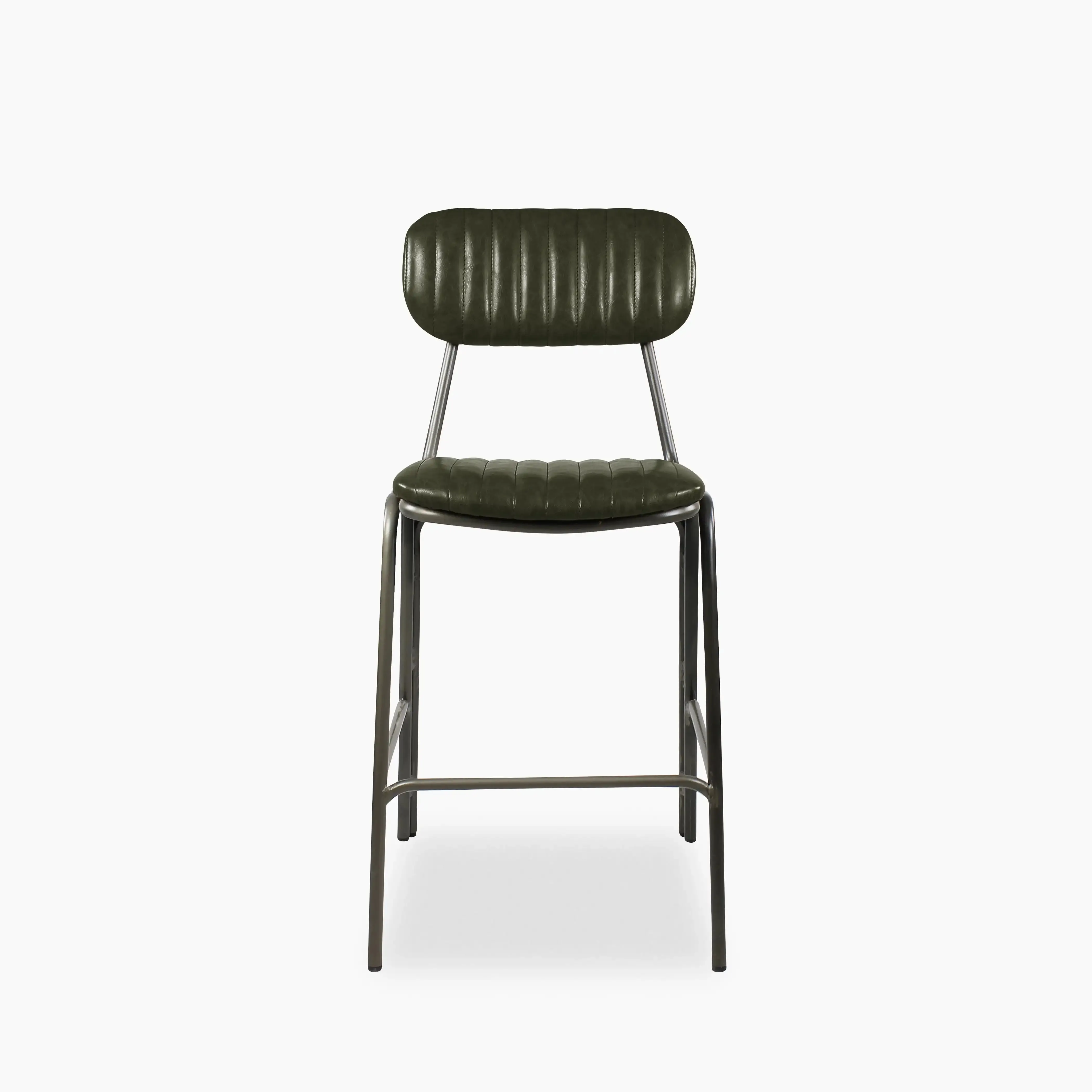 Boston Kitchen Stool | Dark Green Faux Leather & Black