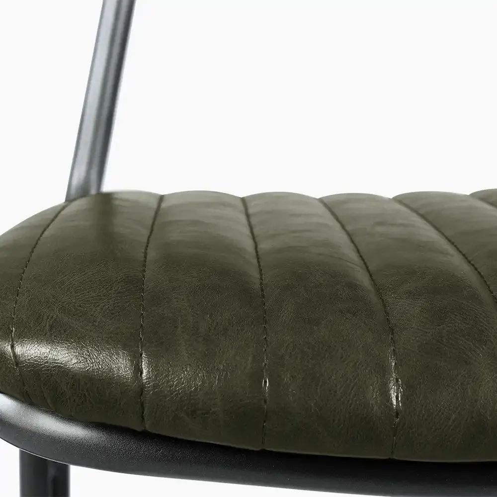Boston Kitchen Stool | Dark Green Faux Leather & Black