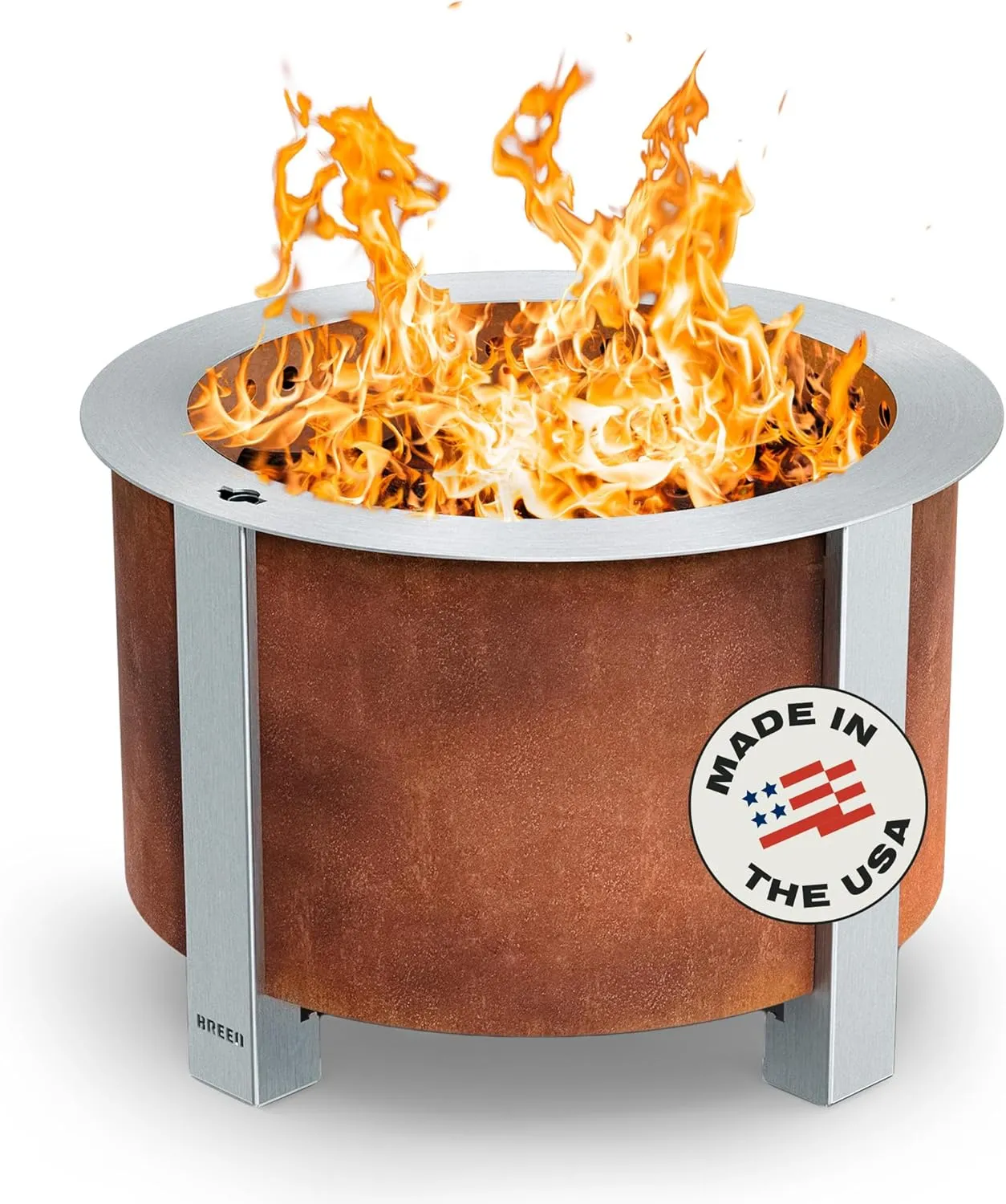 Breeo Smokeless FIrePit (X Series 19, Corten Steel) - 22.1" Smokeless Fire Pit for Outside - 47 lbs - Ideal for Families - Compatible with Wide Range of Breeo Accessories - Gifts for Dad