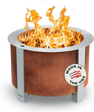 Breeo Smokeless FIrePit (X Series 19, Corten Steel) - 22.1" Smokeless Fire Pit for Outside - 47 lbs - Ideal for Families - Compatible with Wide Range of Breeo Accessories - Gifts for Dad