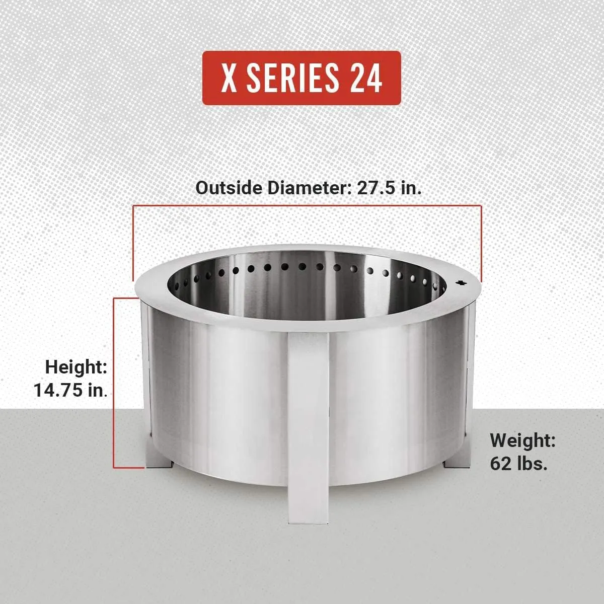 Breeo Smokeless FIrePit (X Series 24, Stainless Steel) - 27.5" Smokeless Fire Pit for Outside - 62 lbs | Ideal for Families - Compatible w/Wide Range of Breeo Accessories - Gifts for Dad