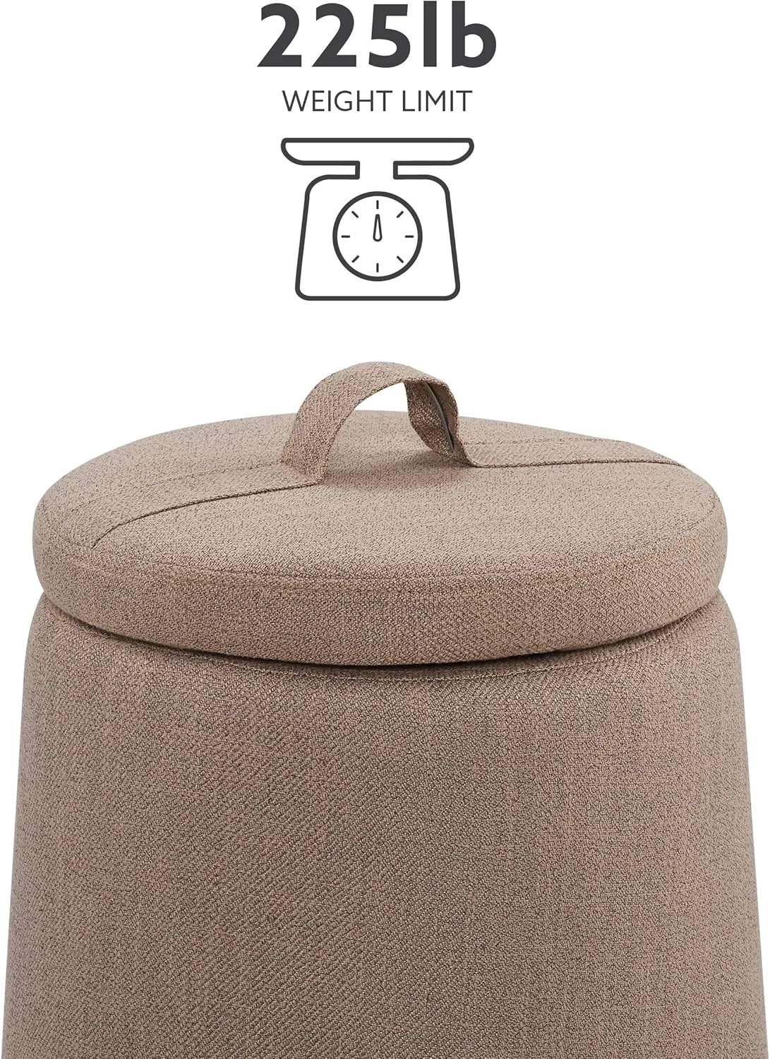 Brentwood Light Brown Upholstered Storage Ottoman by Linon