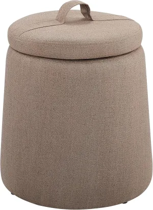 Brentwood Light Brown Upholstered Storage Ottoman by Linon