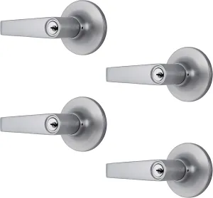BRINKS Commercial - 4-Pack Light Duty Keyed Door Entry Storeroom Lever, Satin Chrome Finish - Meets ANSI Grade 2 Standards and is ADA Compliant