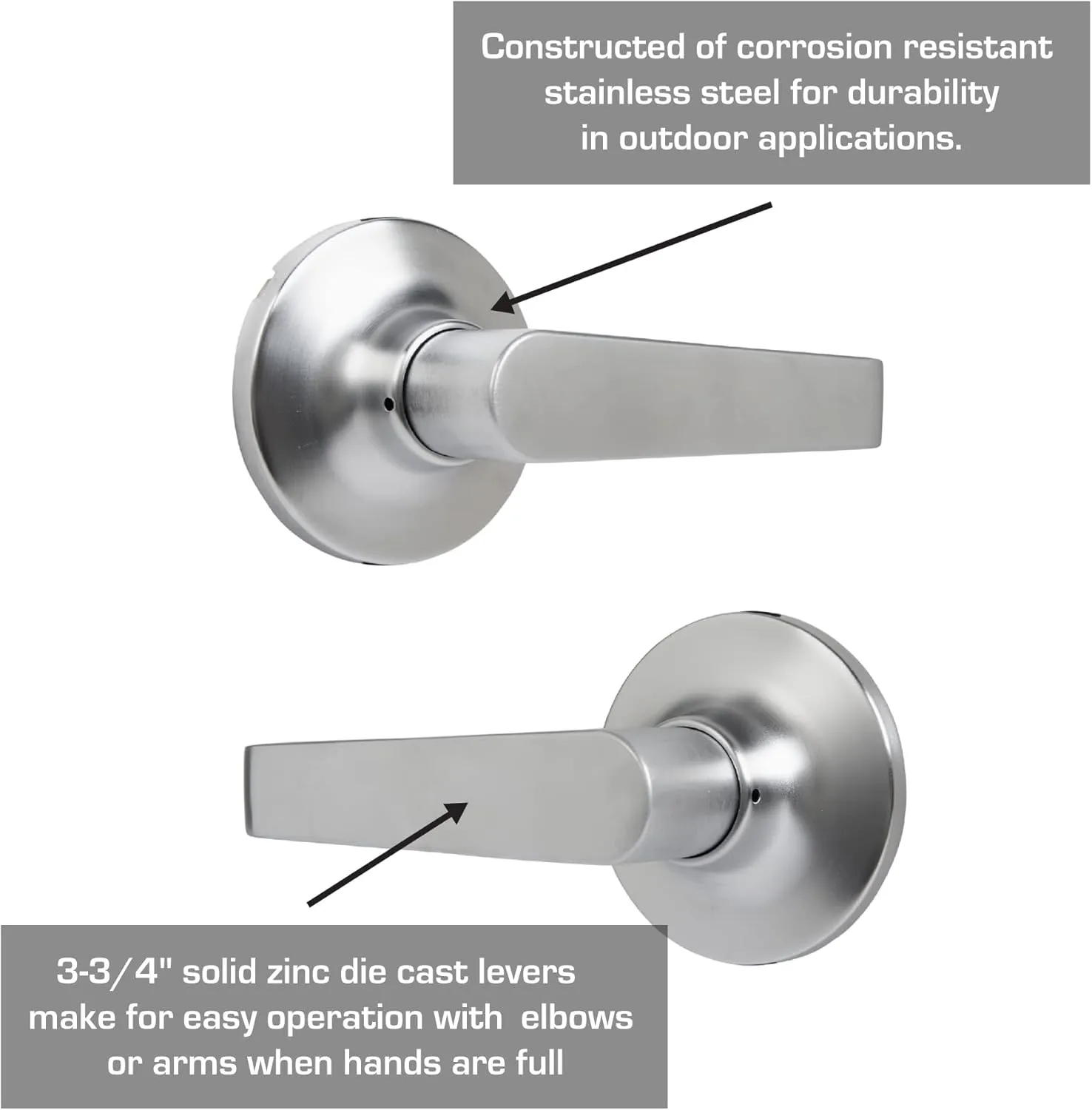 BRINKS Commercial - 4-Pack Light Duty Keyed Door Entry Storeroom Lever, Satin Chrome Finish - Meets ANSI Grade 2 Standards and is ADA Compliant