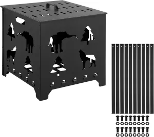 Burn Barrel 22x22x22 Inch, Carbon Steel Burn Cage, Burn Drum Garden Waste Cage Incinerator Barrel with Handle for Paper Leaf Trash Wood Backyard Bonfire, Black