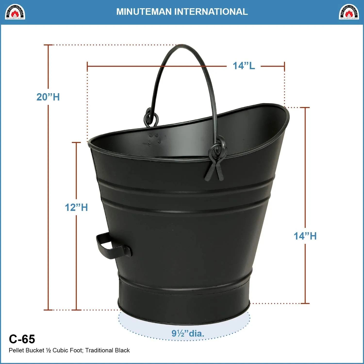 C-65 Coal Hod/Pellet Bucket, Small, Black