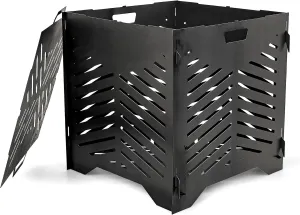 Camco 22” Small Burn Bin | Crafted of Heavy-Duty SS400 Steel to Withstand Extreme Temperatures & Features Hand-Oiled Panels with Unique Venting Patterns for Premium Airflow (51251)