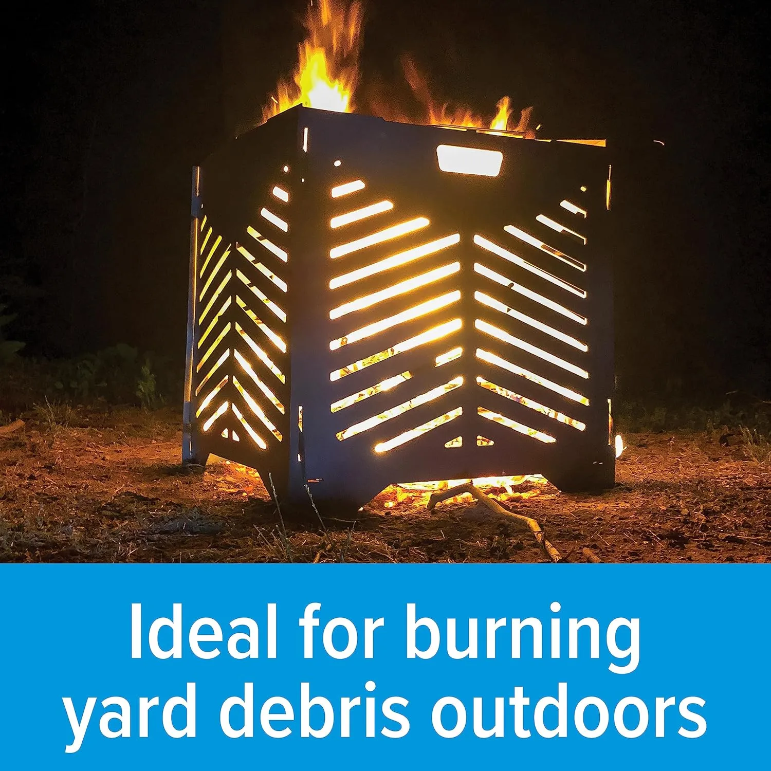 Camco 22” Small Burn Bin | Crafted of Heavy-Duty SS400 Steel to Withstand Extreme Temperatures & Features Hand-Oiled Panels with Unique Venting Patterns for Premium Airflow (51251)