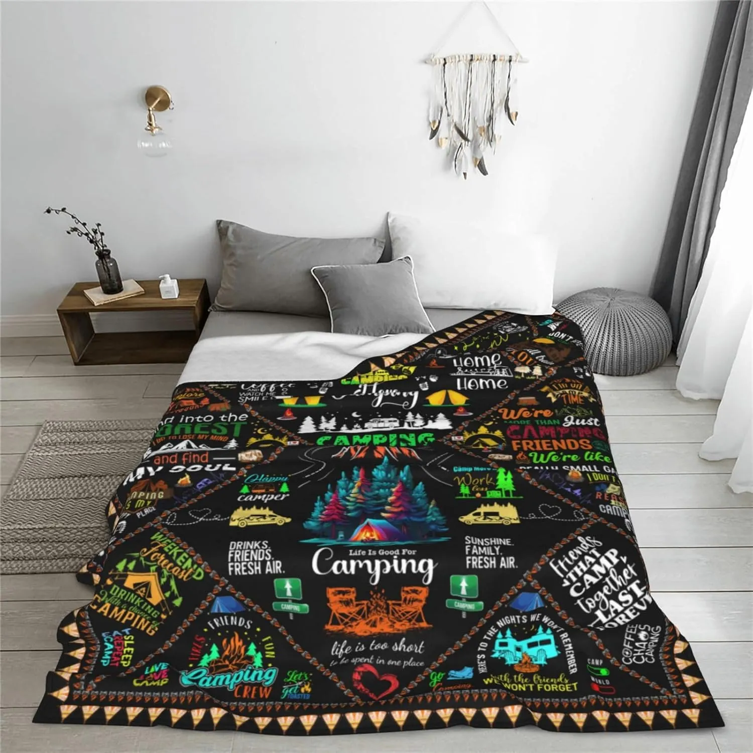 Camping Blanket Gifts for Men Women Couples,Soft Cozy Camping Blankets and Throws RV Travel Hiking Bed Sofa,Cool Camper Gifts for Camping Lovers Campsite Outdoors 50"X40"