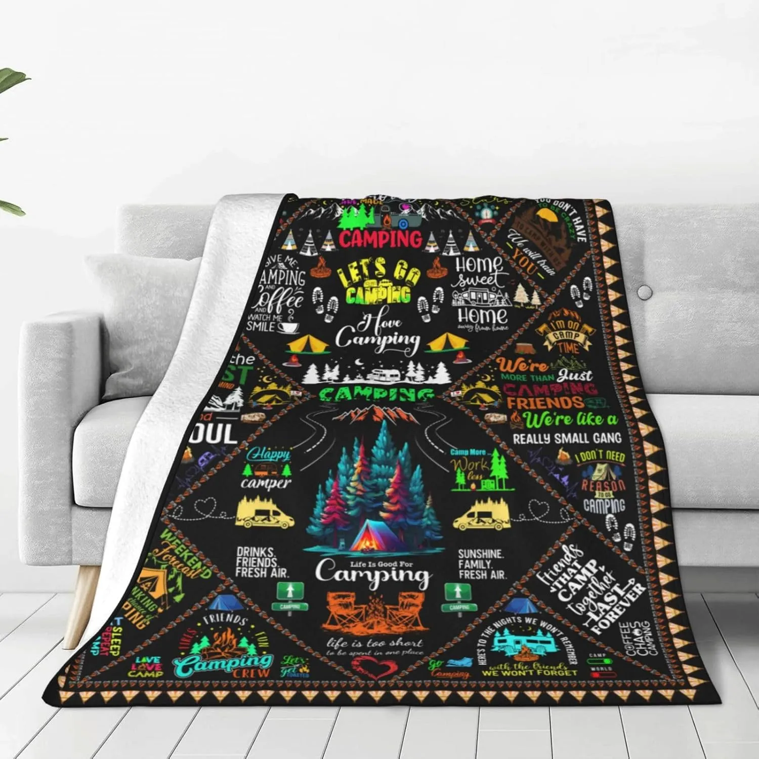 Camping Blanket Gifts for Men Women Couples,Soft Cozy Camping Blankets and Throws RV Travel Hiking Bed Sofa,Cool Camper Gifts for Camping Lovers Campsite Outdoors 50"X40"