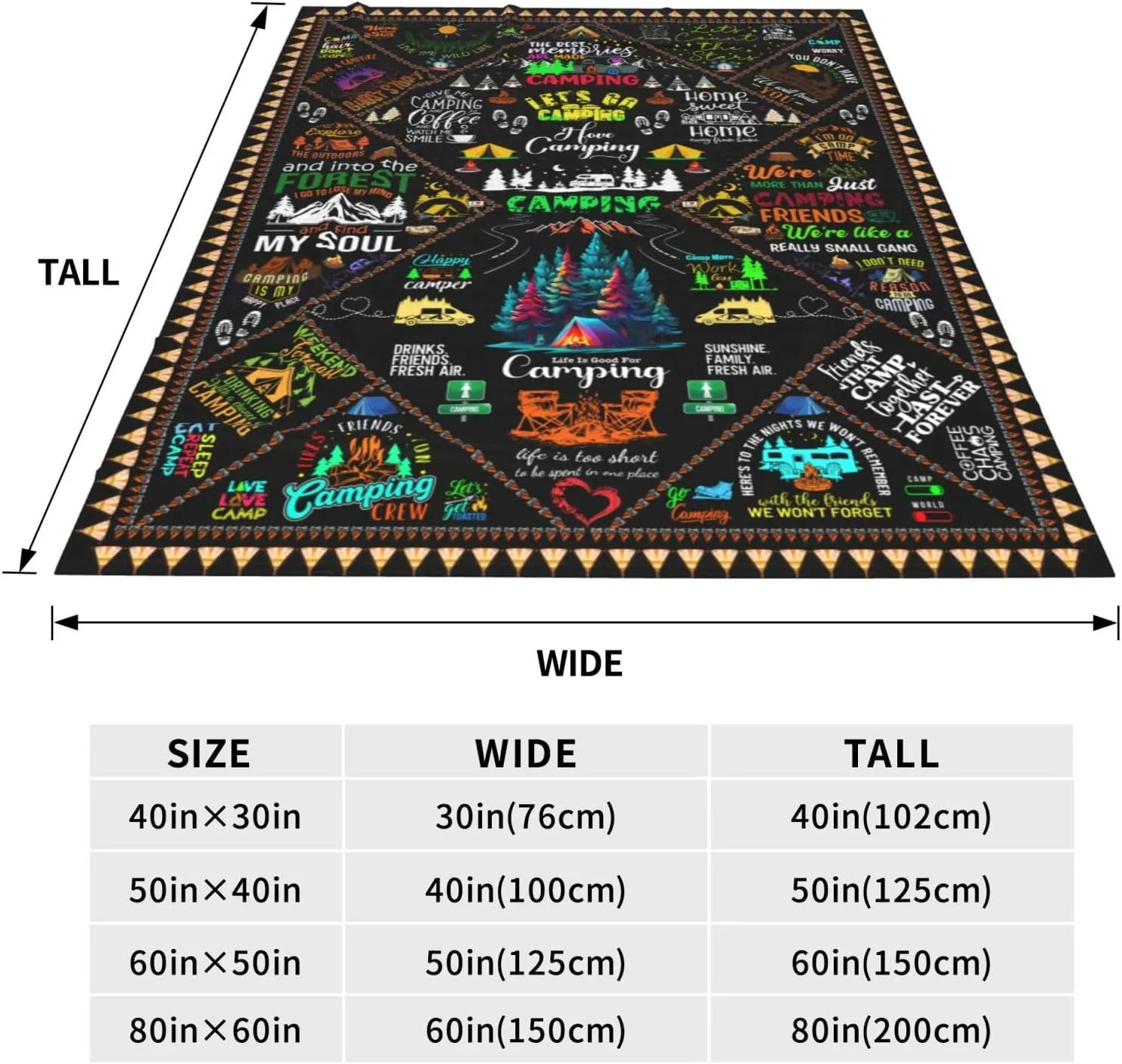Camping Blanket Gifts for Men Women Couples,Soft Cozy Camping Blankets and Throws RV Travel Hiking Bed Sofa,Cool Camper Gifts for Camping Lovers Campsite Outdoors 50"X40"