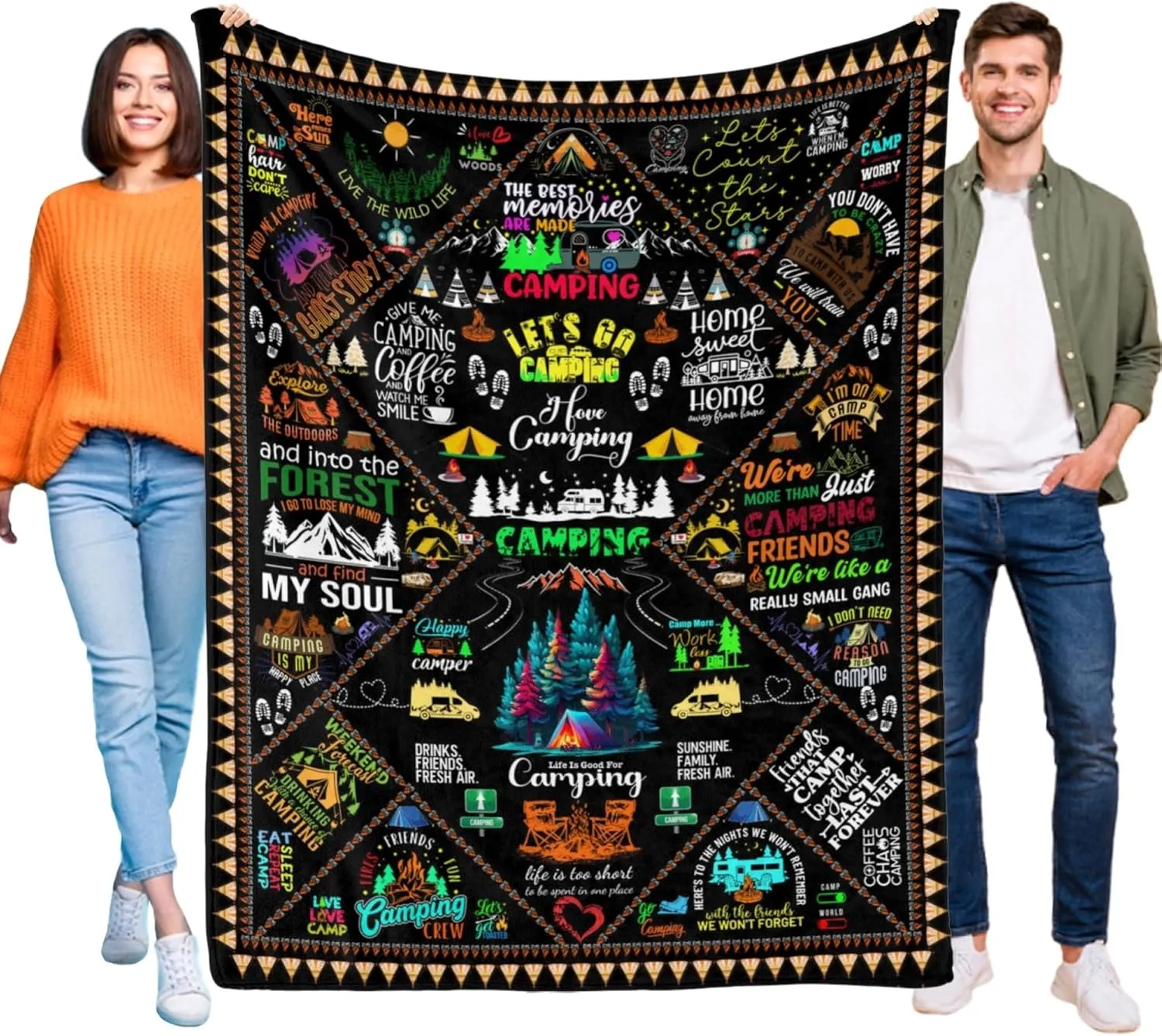 Camping Blanket Gifts for Men Women Couples,Soft Cozy Camping Blankets and Throws RV Travel Hiking Bed Sofa,Cool Camper Gifts for Camping Lovers Campsite Outdoors 50"X40"