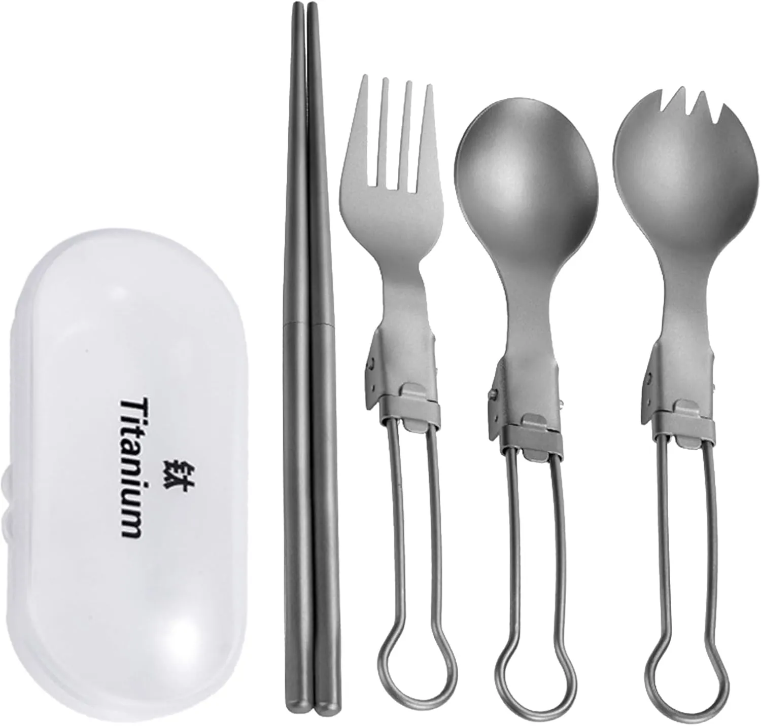 Camping Cutlery Set Fork Spoon Chopstick Metal Tableware Folding Utensils With Box For Outdoor Picnics Hiking