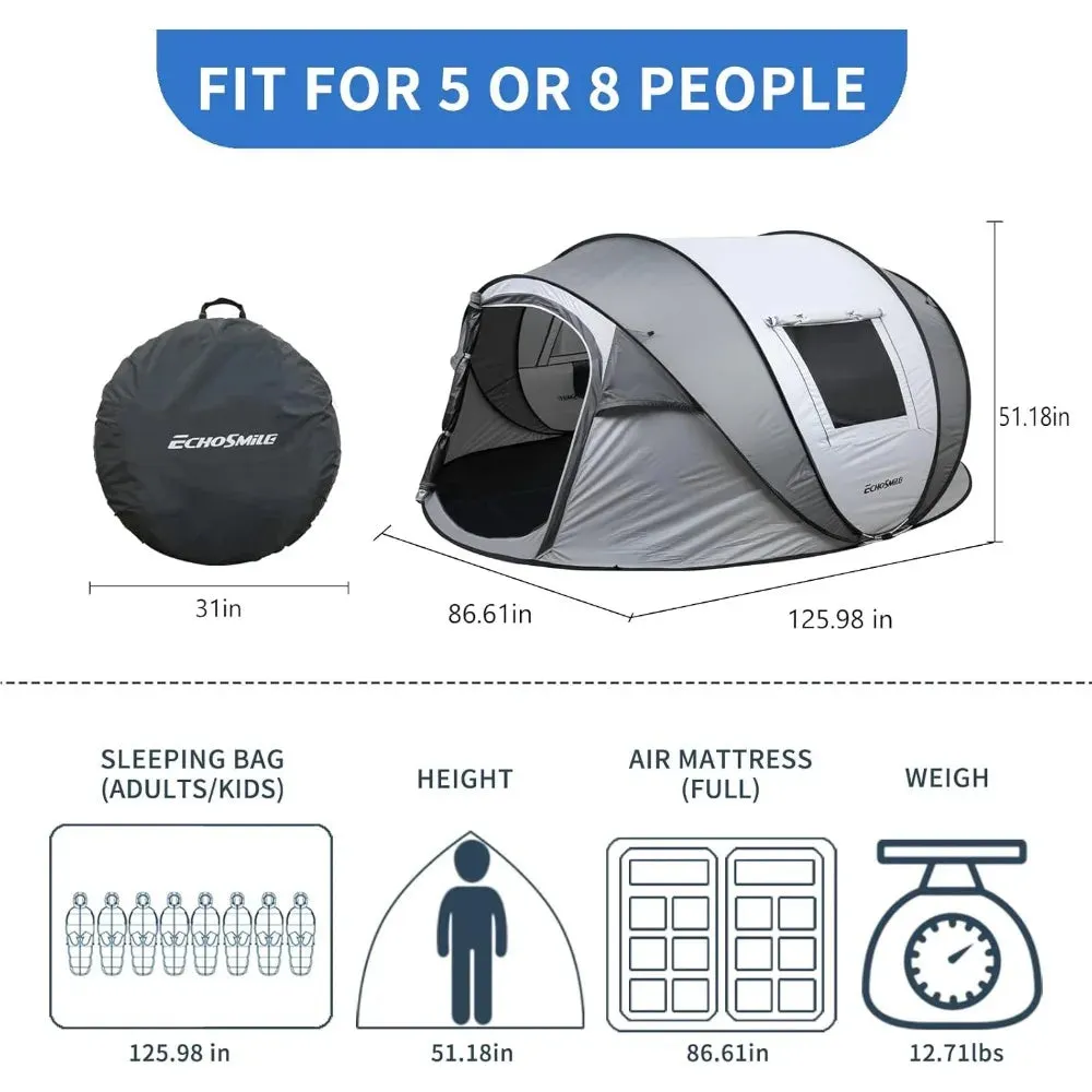 Camping Instant Tent, 2/4/6/8/10 Person Pop Up Tent, Water Resistant Dome Tent, Easy Setup for Camping Hiking and Outdoor
