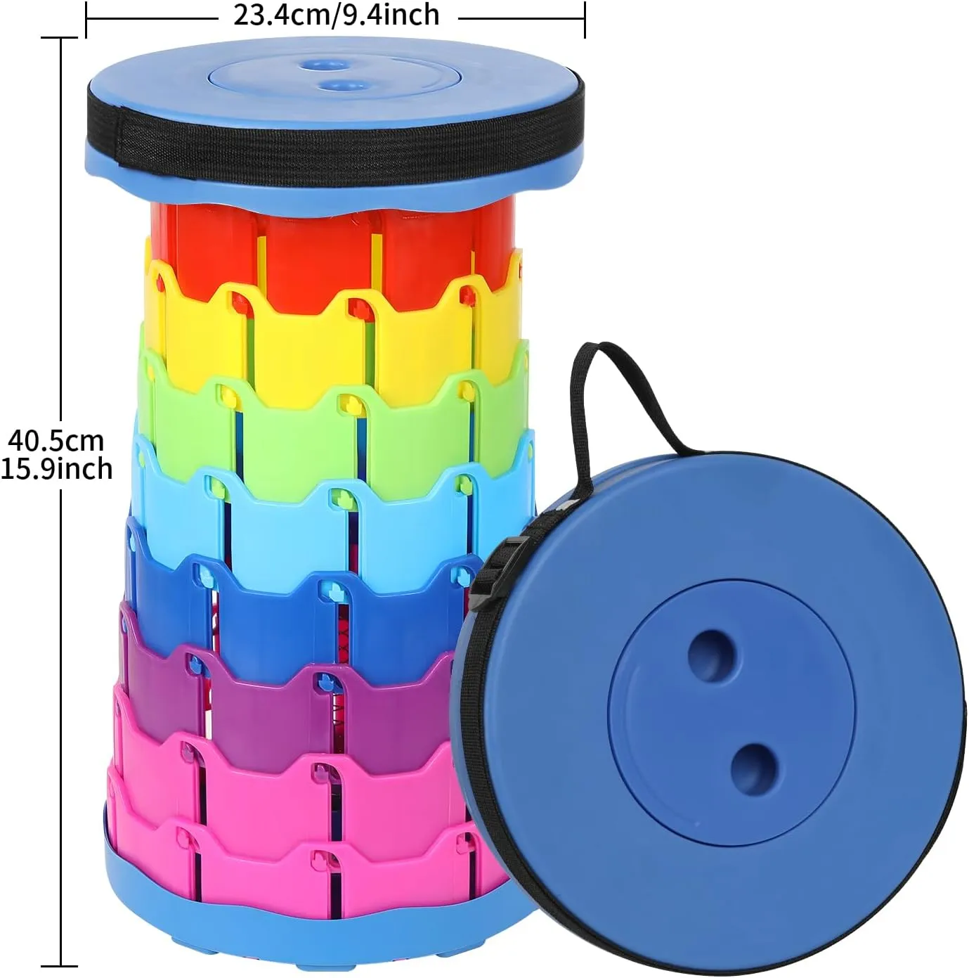 Camping Stool Portable Collapsible Stool Retractable Stool Folding Chair Outdoor Telescopic Stool Capacity 400lb Lightweight for Fishing Hiking Trips BBQ Stool Rainbow, Medium