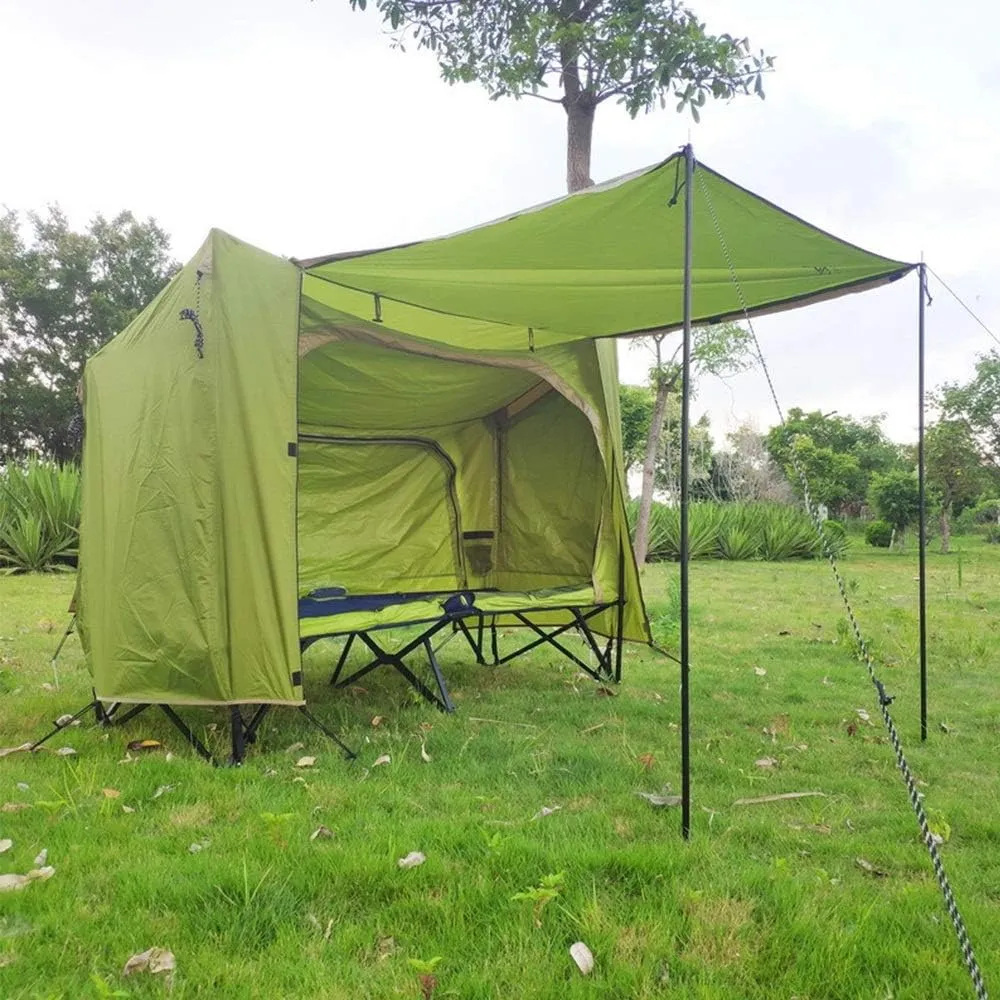 Camping Tent Automatic Camping Cot 4-Season Outdoor Off Ground Tentwaterproof for 2 Person Hiking Winter Fishing Camping Travel Triangle Canvas Teepee