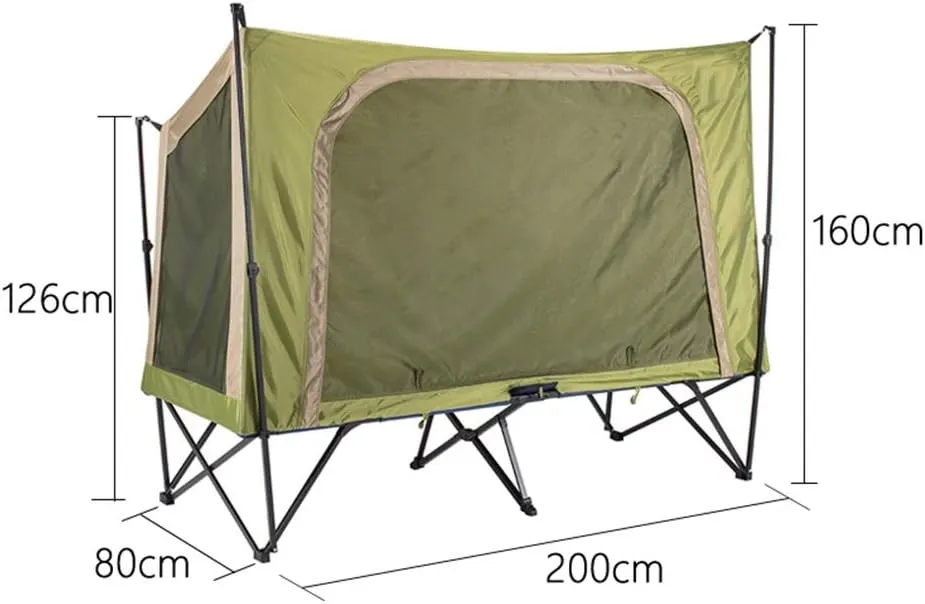 Camping Tent Automatic Camping Cot 4-Season Outdoor Off Ground Tentwaterproof for 2 Person Hiking Winter Fishing Camping Travel Triangle Canvas Teepee