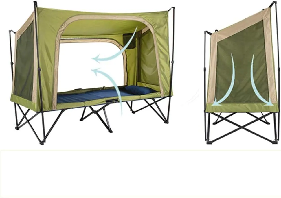 Camping Tent Automatic Camping Cot 4-Season Outdoor Off Ground Tentwaterproof for 2 Person Hiking Winter Fishing Camping Travel Triangle Canvas Teepee
