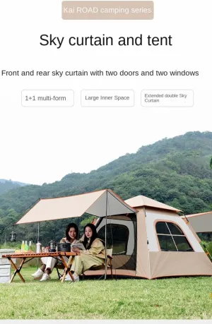 Camping Tent Inflatable Tent Instant Pop-Up Cabin Tent - Waterproof 2-in-1 Canopy Design with Porch, Automatic Setup for Family Camping and Backpacking