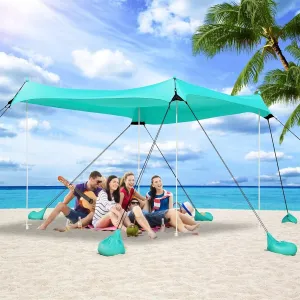 Camping Tent UPF50  with 8 Sandbags, Beach Shade Canopy with Stability Poles and Big Ground Pegs, Pop Up Canopy for Camping, Picnics, 12X12FT Green