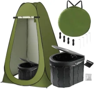 Camping Toilets Portable with Pop up Privacy Tent, X Large Portable Toilet Potty for Adults,2 in 1 Portable Toilet for Adults for RV Camping Travel