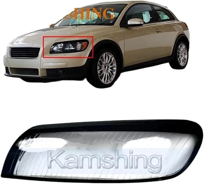 CAPQX Front Headlight Cover Compatible for Volvo C30 2006-2010 Lights Shell Lampshade Head Light Glass Mask Headlamp Lens(Right Side)