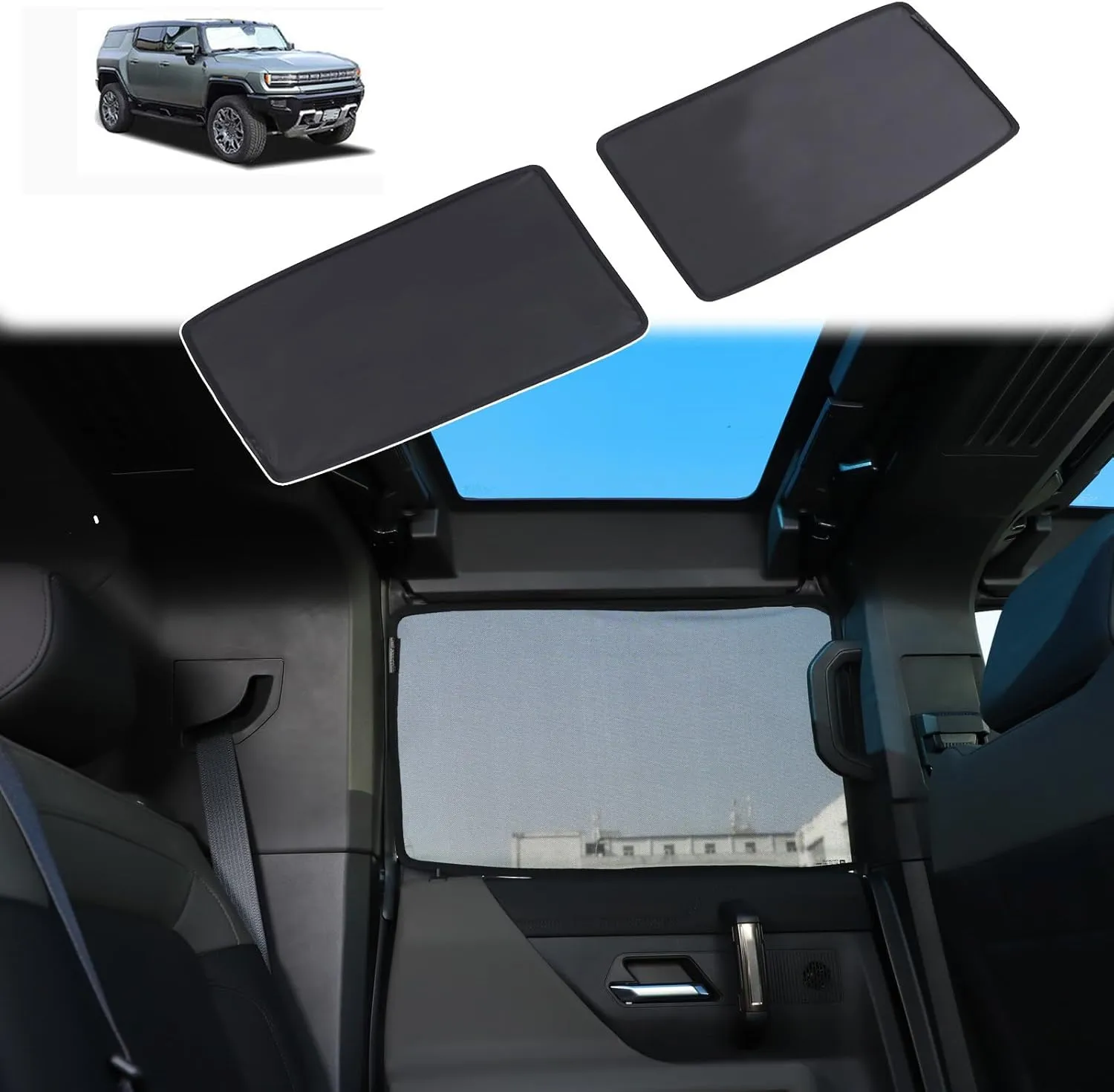 Car Side Window Shades for Hummer EV Accessories Sun Shade Heat Insulation Strong-Light Blocking&UV Protection Privacy Essential Interior for Baby,Car Camping and Napping Curtains (Rear Side, 1:1)