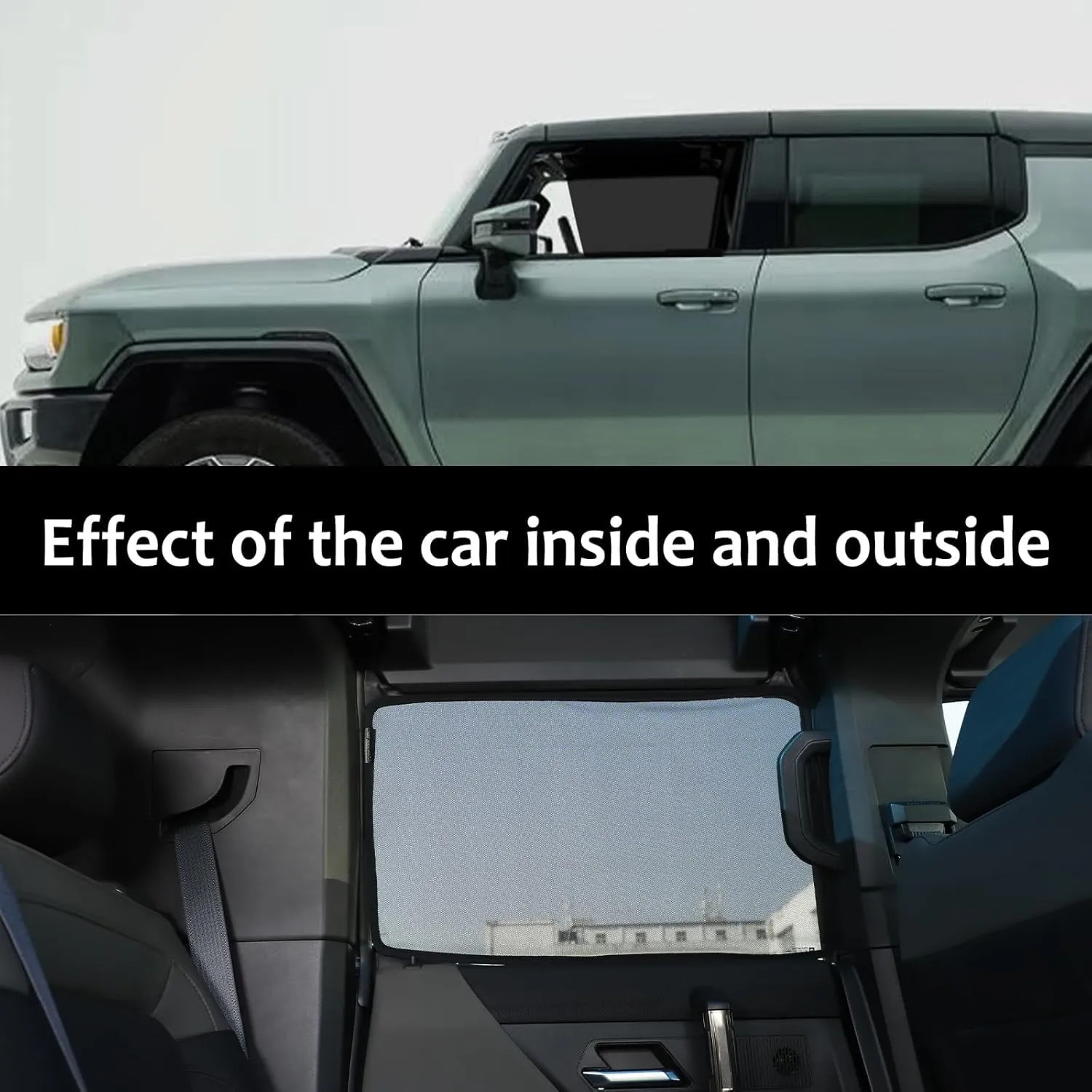 Car Side Window Shades for Hummer EV Accessories Sun Shade Heat Insulation Strong-Light Blocking&UV Protection Privacy Essential Interior for Baby,Car Camping and Napping Curtains (Rear Side, 1:1)