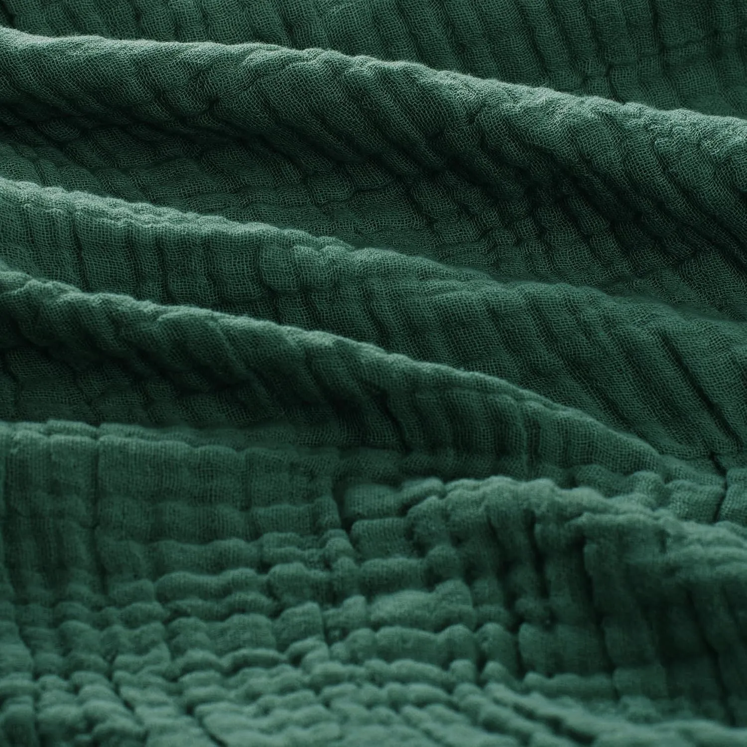 Carriediosa 100% Cotton Muslin Throw Blanket 50" X 70" Throw XL Size，4-Layers Summer Gauze Throws for Bed Couch，Soft Lightweight Breathable Linen Blankets Bedspread for Adults All Season，Dark Green