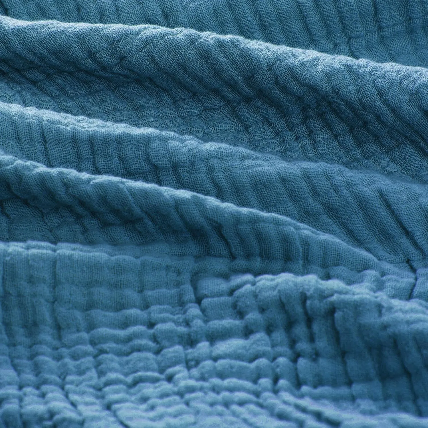 Carriediosa 100% Cotton Muslin Throw Blanket 50" X 70" Throw XL Size，4-Layers Summer Gauze Throws for Bed Couch，Soft Lightweight Breathable Linen Blankets Bedspread for Adults All Season，Dusty Blue