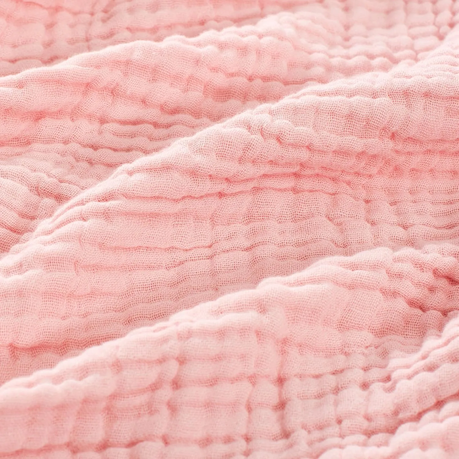 Carriediosa 100% Cotton Muslin Throw Blanket 50" X 70" Throw XL Size，4-Layers Summer Gauze Throws for Bed Couch，Soft Lightweight Breathable Linen Blankets Bedspread for Adults All Season，Dusty Pink