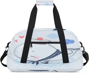 Cartoon Sailor Whale Gym Duffel Bag for Men Women Whale Sports Tote Bag with Adjustable Shoulder Strap for Dance Gymnastics Traveling Outdoor Camping Overnight Stay