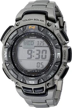 Casio Men's PAG240T-7CR Pathfinder Triple-Sensor Stainless Steel Watch with Titanium Bracelet