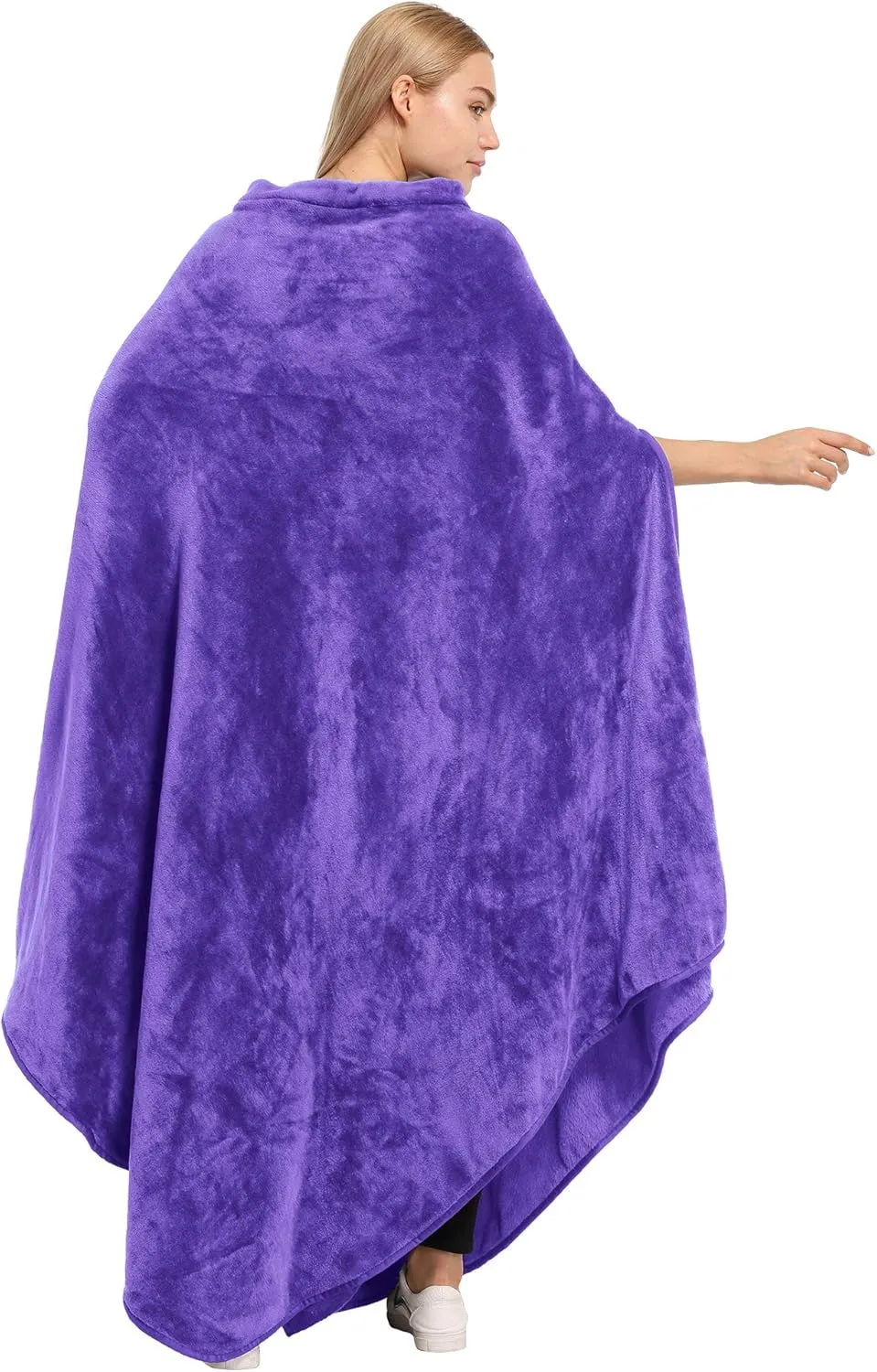 Catalonia Fleece Wearable Blanket Poncho for Adult Women Men, Travel Wrap Blanket Cape with Pocket |Warm, Soft, Cozy, Snuggly, Comfort Gift, No Sleeves|All Season, Purple