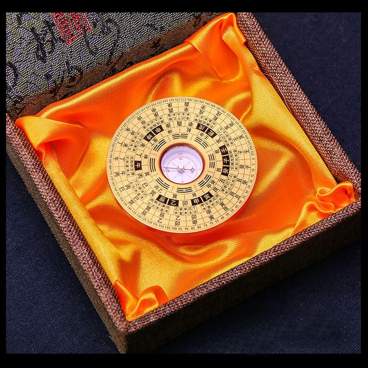 Chinese Feng Shui Luo Pan,Gossip Compass, Copper Compass Ternary High-Precision Pure Copper Small Gossip Portable Fengshui House Comprehensive Dragon-Seeking Compass Feng Shui Compass Compa