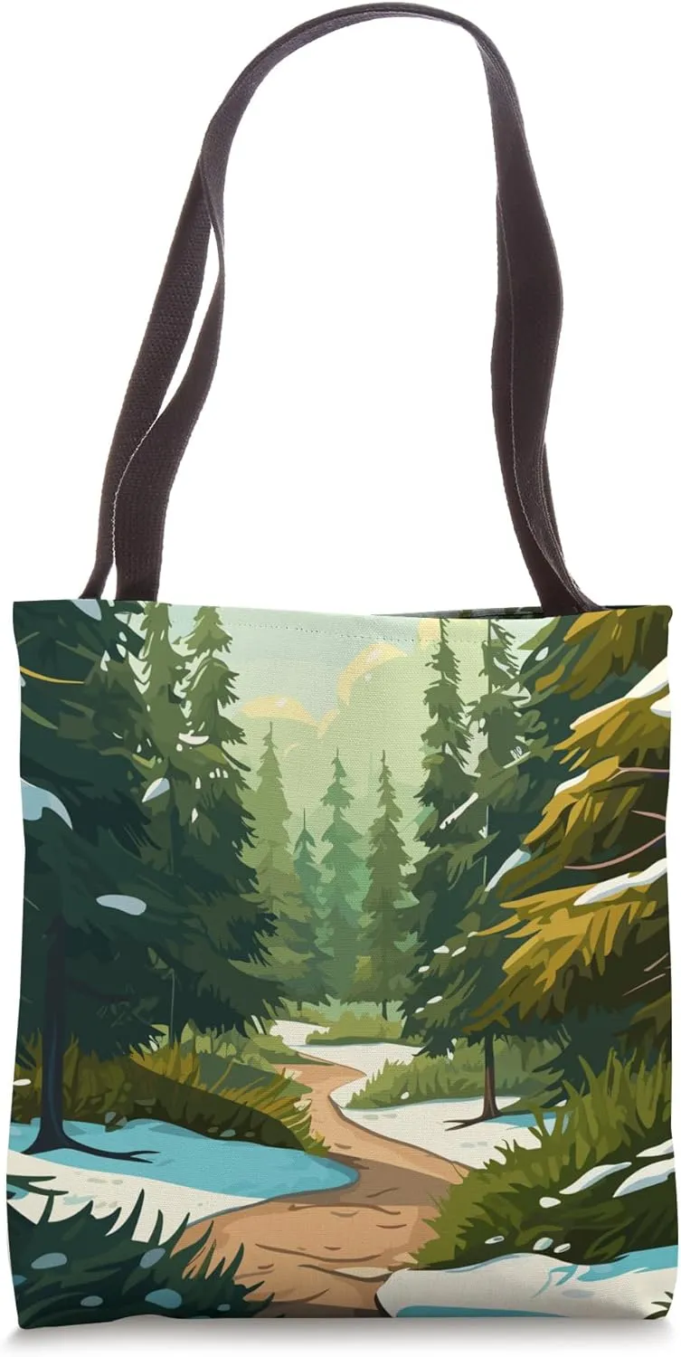 Christmas green spruce trees Sunlight in the winter forest Tote Bag